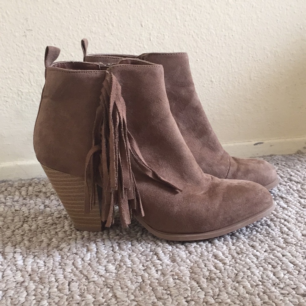Suede Fringe Ankle Booties